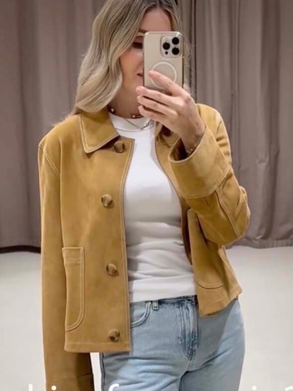 Zara ZW Limited Edition 100% Suede Jacket Cropped Jacket in Brown Size Medium